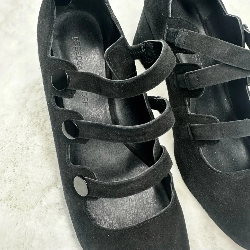Rebecca Minkoff Blair Black Suede Strappy Pump Size 7.5 - Picture 2 of 5